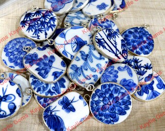 asian porcelain shard framed charms Asian porcelain shard framed charms